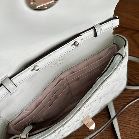 New! Kate Spade Natalia Quilted Wallet on Chain Crossbody Leather Turnlock - Picture 3 of 3